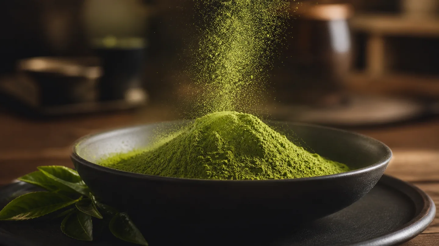 Fine matcha powder texture for quality review